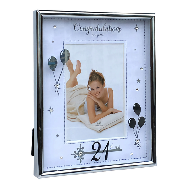 Silver Congratulations On Your 21st Birthday Photo Frame & Trim Border