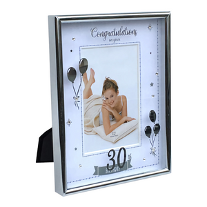 Silver Congratulations On Your 30th Birthday Photo Frame & Trim Border