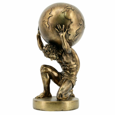 Gold Plated Mythology God Atlas Holding World Globe Statue