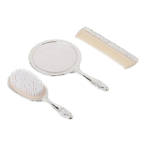 3 Piece Silver Plated Brush, Comb & Mirror Vanity Set baby girls dresser gift