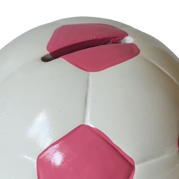 Children's BABY Ceramic PINK & White Soccer Ball Money Box 10CM CHILDRENS CERAMIC SOCCER BALL MONEY BOX FOOTBLL CHRISTENING BABY SHOWER GIFT NEWBORN BABY GIFT BAPTISM CHRISTENING BIRTHDAY NEWBORN GIFT