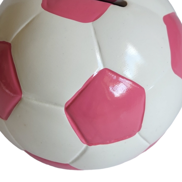 Children's BABY Ceramic PINK & White Soccer Ball Money Box 10CM CHILDRENS CERAMIC SOCCER BALL MONEY BOX FOOTBLL CHRISTENING BABY SHOWER GIFT NEWBORN BABY GIFT BAPTISM CHRISTENING BIRTHDAY NEWBORN GIFT