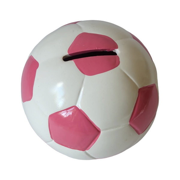 Children's BABY Ceramic PINK & White Soccer Ball Money Box 10CM CHILDRENS CERAMIC SOCCER BALL MONEY BOX FOOTBLL CHRISTENING BABY SHOWER GIFT NEWBORN BABY GIFT BAPTISM CHRISTENING BIRTHDAY NEWBORN GIFT