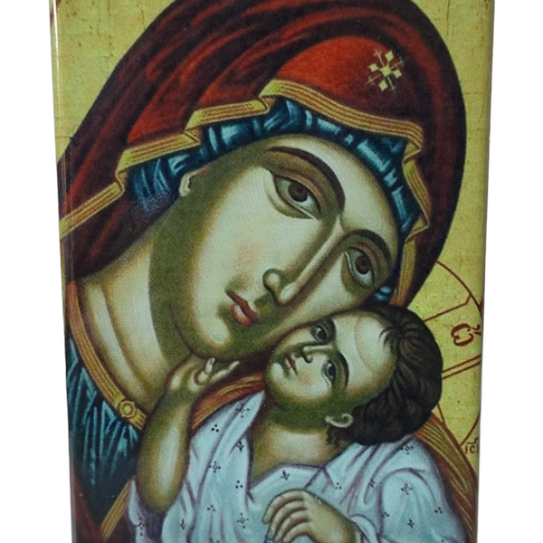 Religious Orthodox Colour Orthodox Ceramic Holy Mother Mary & Jesus Icon Plaque- Hang or Stand