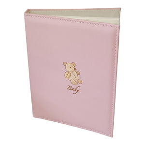 Pink baby girl Teddy Bear Leather cover Photo Album