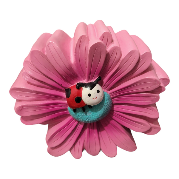 Children's girls baby kids Pink Daisy Flower & Ladybug Money Box