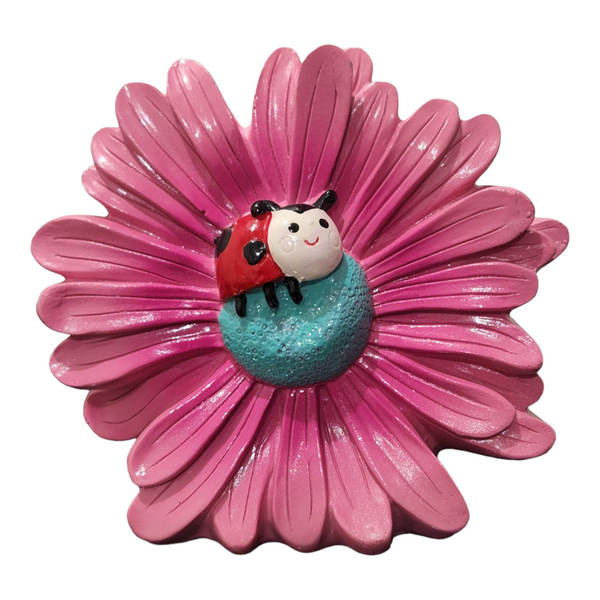 Children's girls baby kids Pink Daisy Flower & Ladybug Money Box