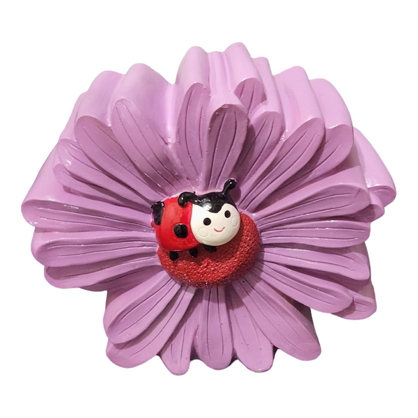 Children's girls baby kids Purple Daisy Flower & Ladybug Money Box