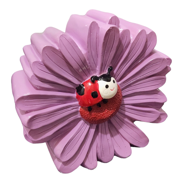 Children's girls baby kids Purple Daisy Flower & Ladybug Money Box