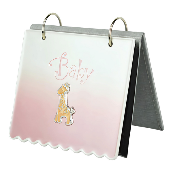 Pink Baby Girl Giraffe Flip Photo Album in Gift Box