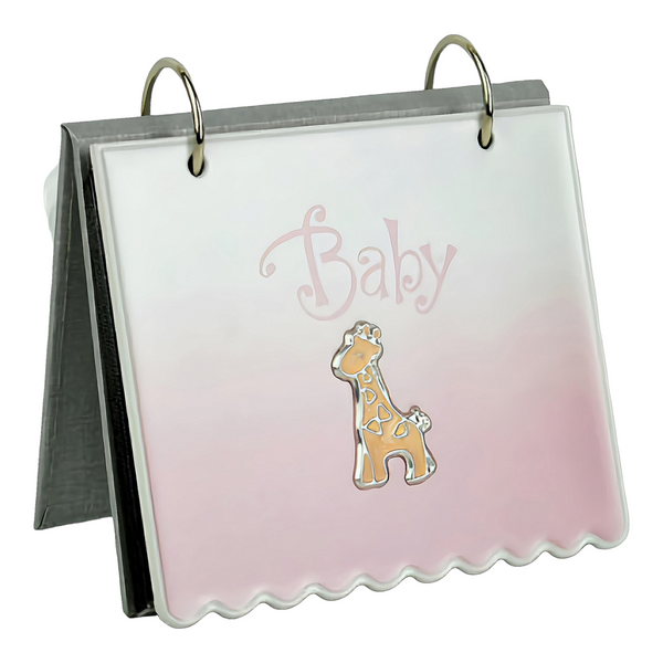 Pink Baby Girl Giraffe Flip Photo Album in Gift Box