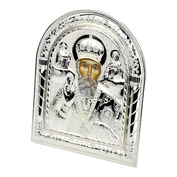 Orthodox Silver Plated Saint Nicholas Icon Plaque