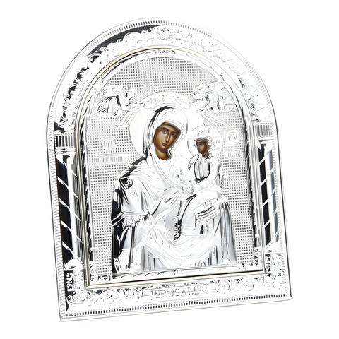 Orthodox Silver Plated Holy Mother Mary & Jesus Icon Plaque