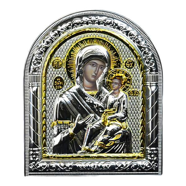 Orthodox Gold & Silver Plated Holy Mother Mary & Jesus Icon Plaque