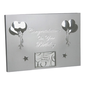 Silver Congratulations on Your Birthday Message Guest Book & Signature Pen in Gift Box