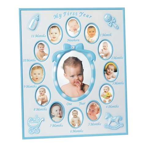 Blue Baby Boy My First Year 12 Months Multi Photo Frame