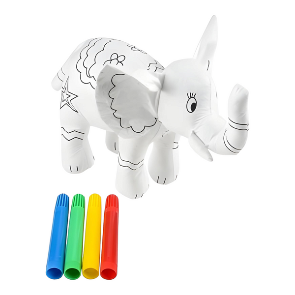 White Colour in Craft Toy Elephant & Marker Pens in PVC Bag