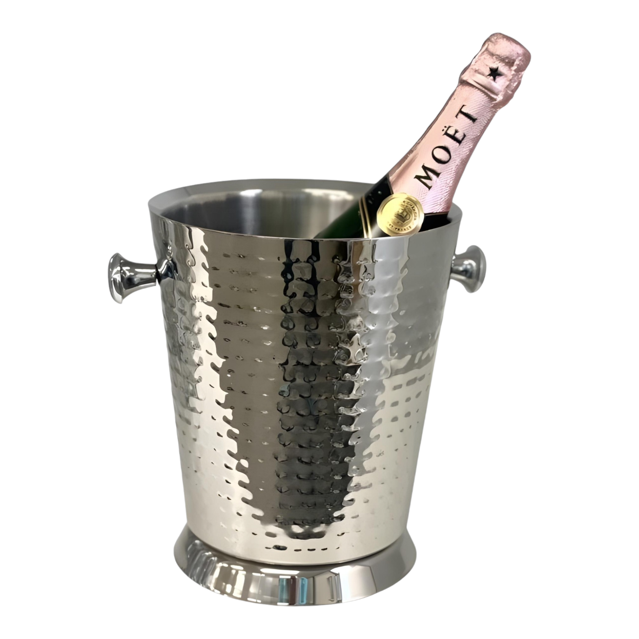 Silver Plated Hammered Single Bottle Champagne & Wine Ice Bucket