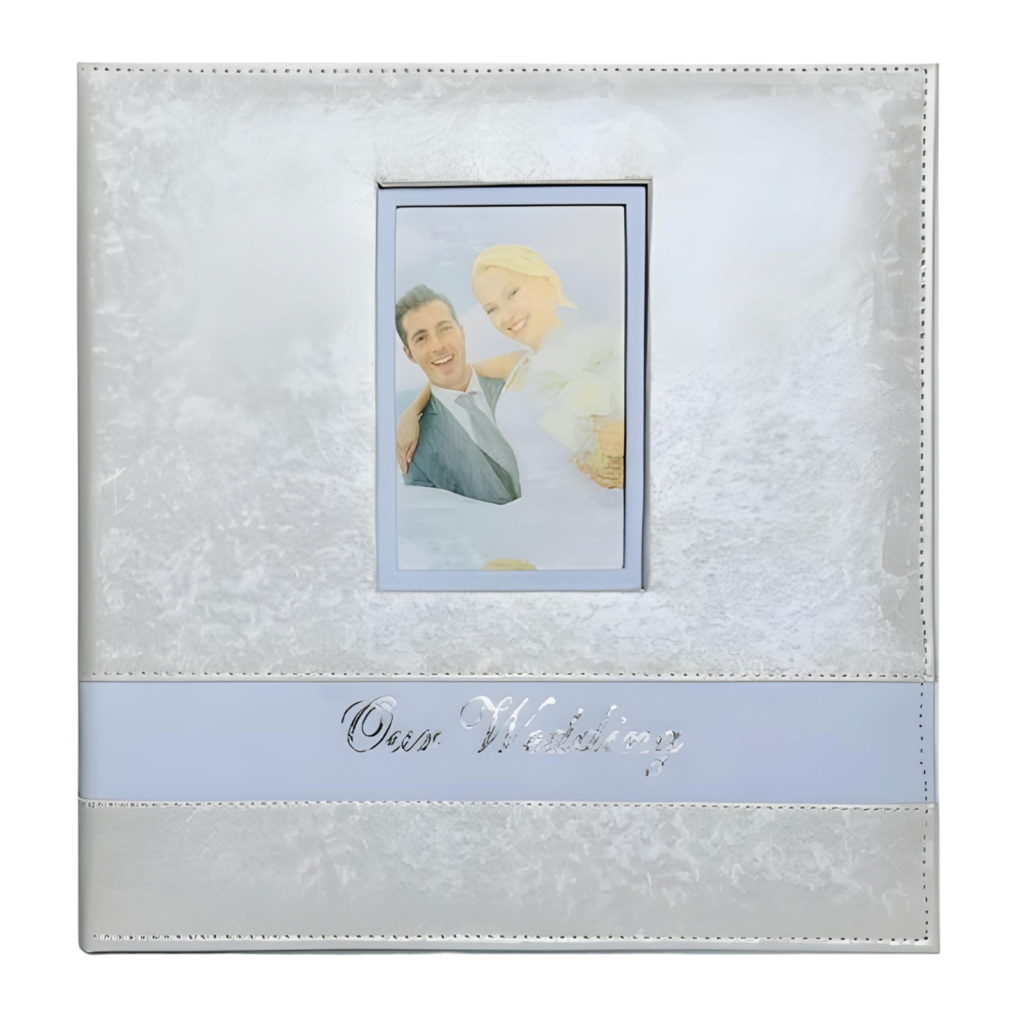 Large White Our Wedding Photo Album with Leather Cover & Frame