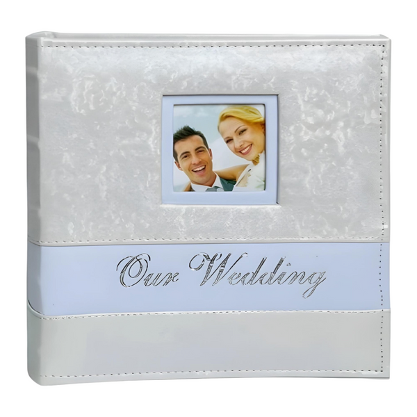 White Our Wedding Photo Album with Leather Cover & Frame