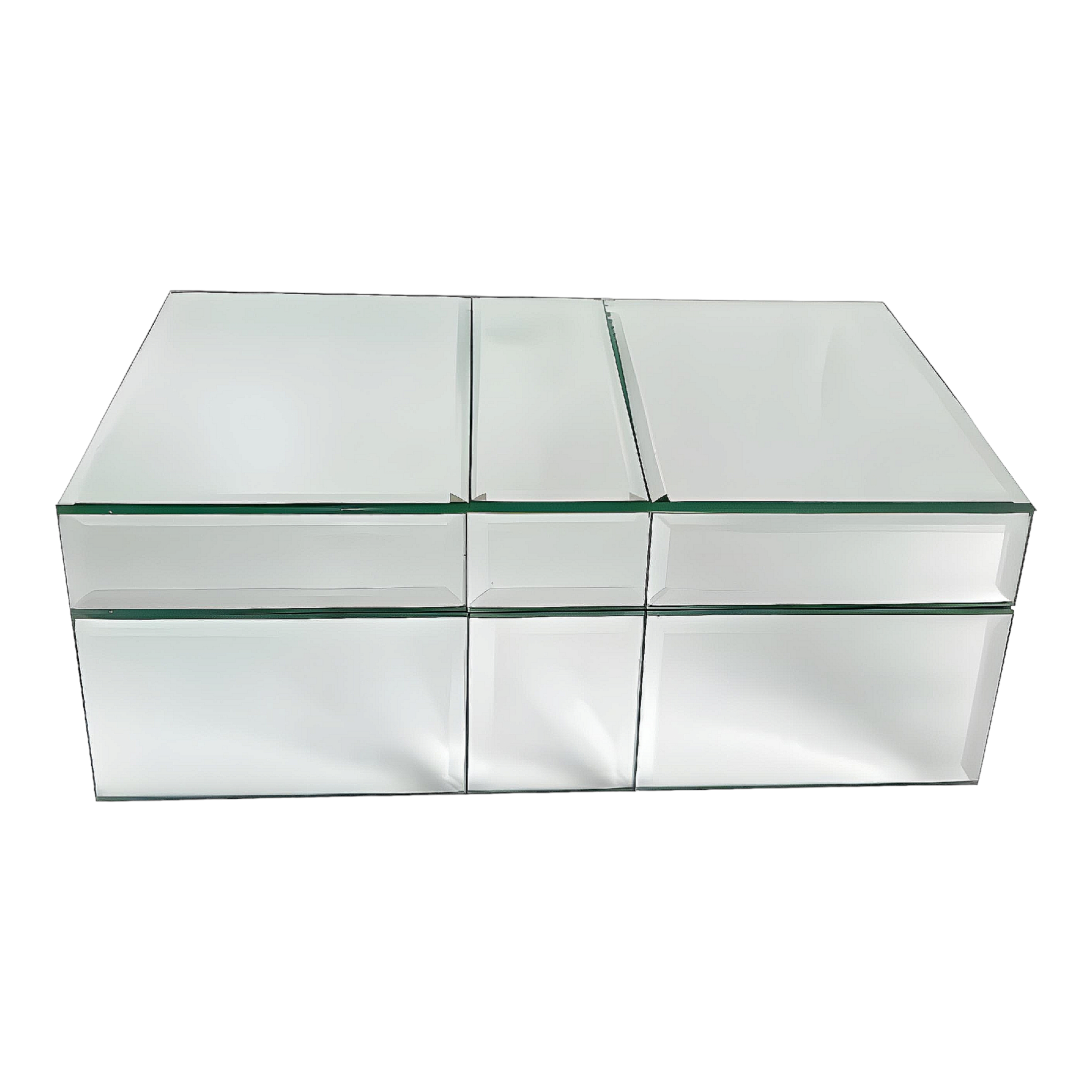 Plain Shiny Silver Plated Rectangle Mirrored Jewellery Box