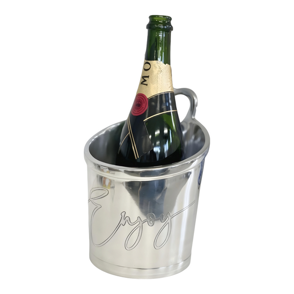 Silver Plated 'Enjoy' Single Bottle Champagne & Wine Ice Bucket