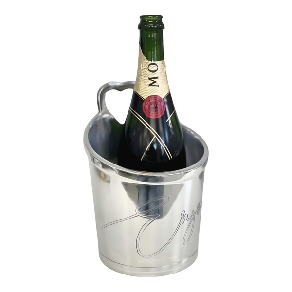 Silver Plated 'Enjoy' Single Bottle Champagne & Wine Ice Bucket