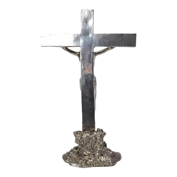 Large Silver Plated Crucifix Standing Religious Cross