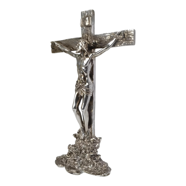 Large Silver Plated Crucifix Standing Religious Cross