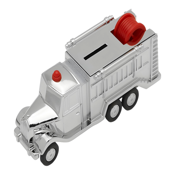 Shiny Silver Plated Fire Engine Money Box