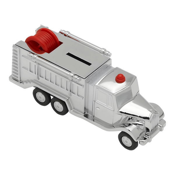 Shiny Silver Plated Fire Engine Money Box