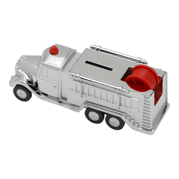 Shiny Silver Plated Fire Engine Money Box