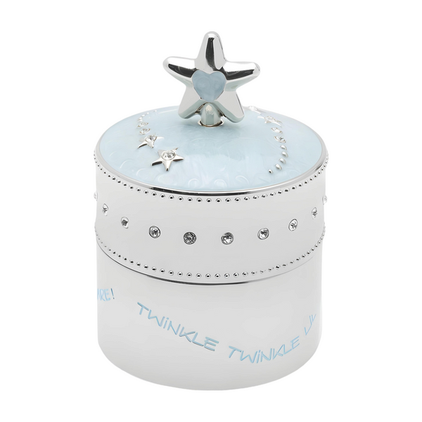 Shiny Silver Plated Baby Blue Star Trinket Musical Box