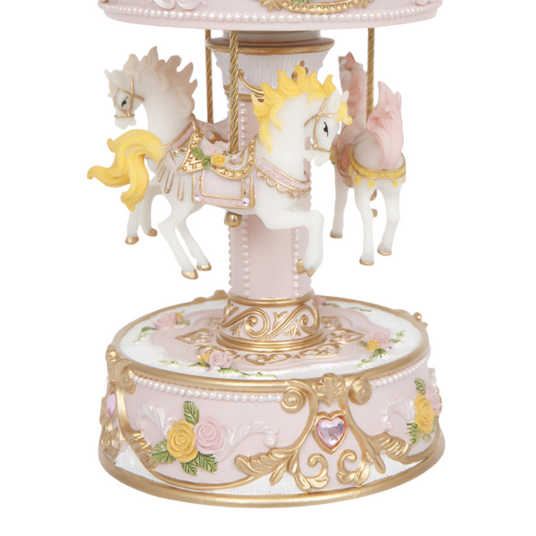 Pink & Yellow Les Artes 3 Horse Rotating Musical Carousel Merry Go Round