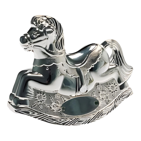 Shiny Silver Plated Rocking Horse Money Box