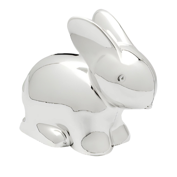 Shiny Silver Plated Rabbit Money Box