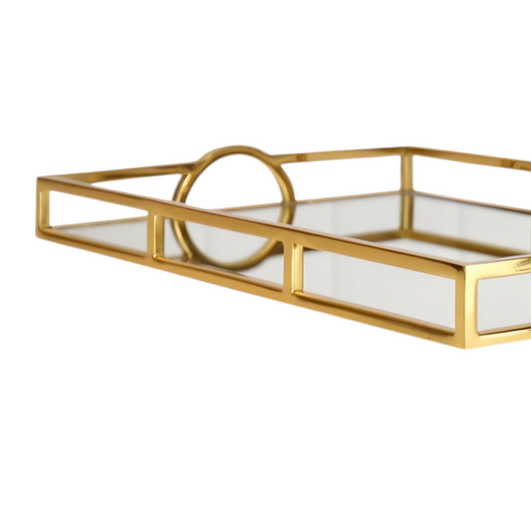 Gold Plated Rectangle Deluxe Mirror Tray Arch Handles- Large