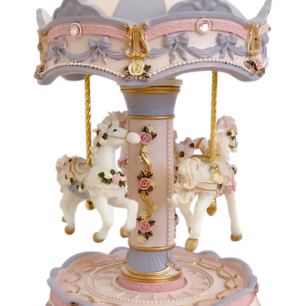 Pink & Purple Luna 3 Horse Rotating Musical Carousel Merry Go Round