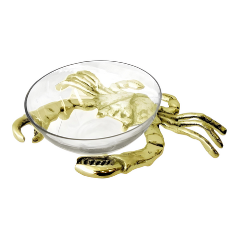 Gold Plated Crab with Glass Nibbles Serving Bowl