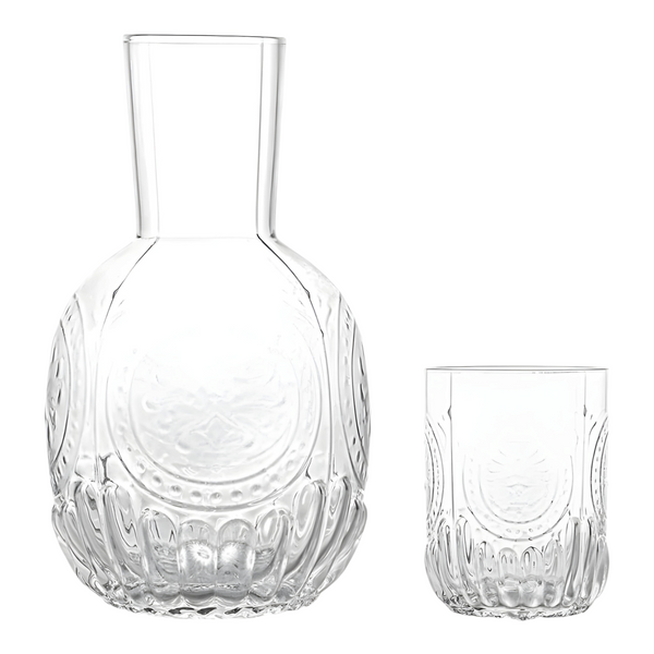 Bedside Clear Glass Carafe Bottle & Tumbler Set