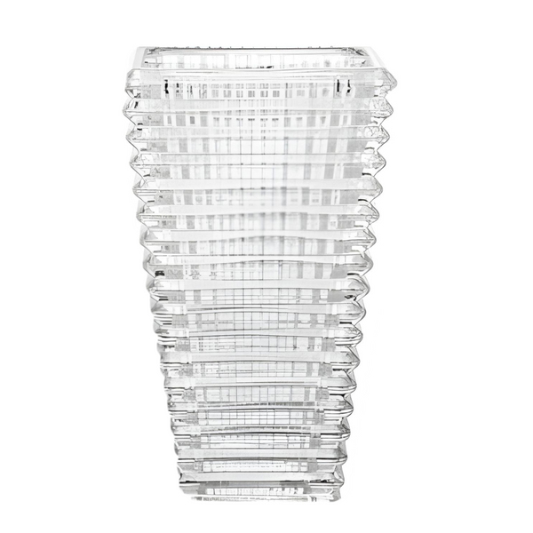 Clear Crystal Cut Glass Rectangular Asscher Eye Vase- 28cm