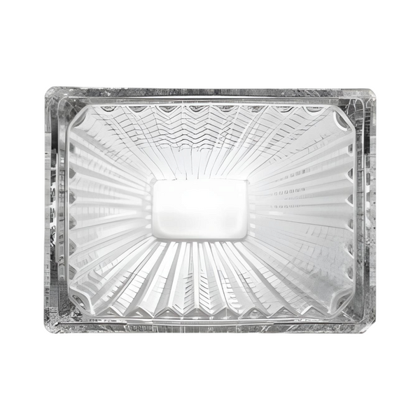 Clear Crystal Cut Glass Rectangular Asscher Eye Vase- 28cm