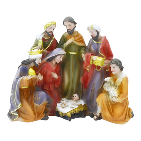 Christmas Nativity Scene Colour Statue