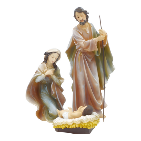 3 Piece Christmas Nativity Holy Family Colour Figurines Display Set