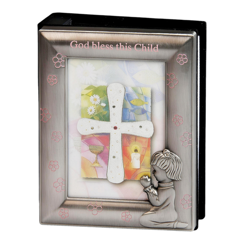 Silver & Pink Pewter God Bless This Child Religious Photo Album