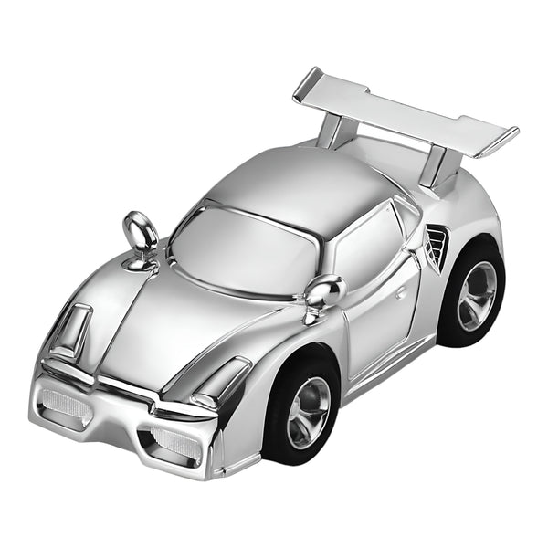 CHILDRENS SILVER PLATED BOYS RACING SPORTS CAR MONEY BOX BABY SHOWER CHRISTENING NEWBORN GIFT