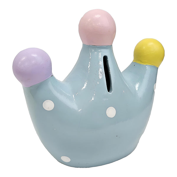 Light Blue Baby Boy Ceramic Prince Crown Money Box