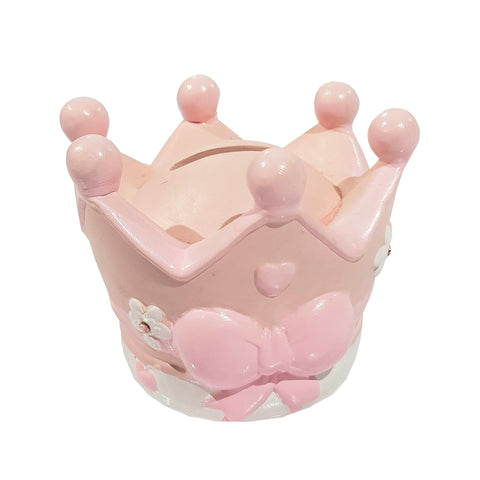 Pink Baby Girl Ceramic Princess Crown Money Box