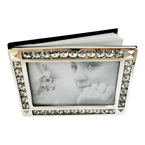 Silver Framed Crystal Edge Wedding Message Guest Book in Gift Box