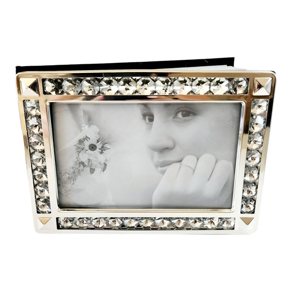 Silver Framed Crystal Edge Wedding Message Guest Book in Gift Box